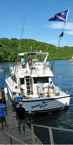 Boat chartered for the derby by the Marshall's team